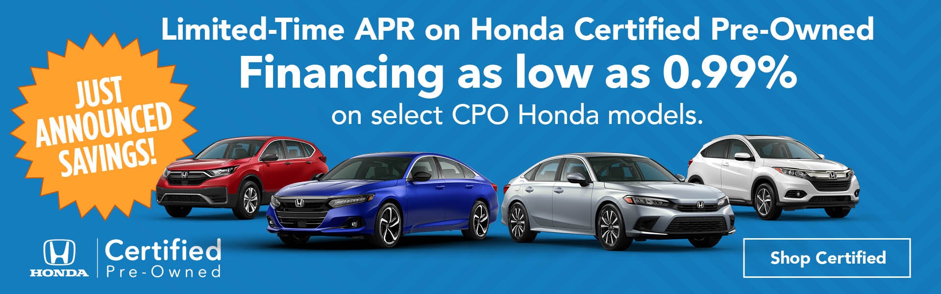 LImited Time APR on Honda CPO